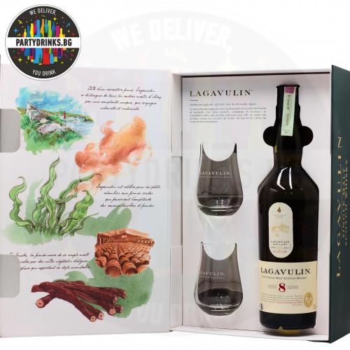 Уиски Lagavulin 8 Years Old 700ml 48% Saveurs D'ecosse с 2 чаши